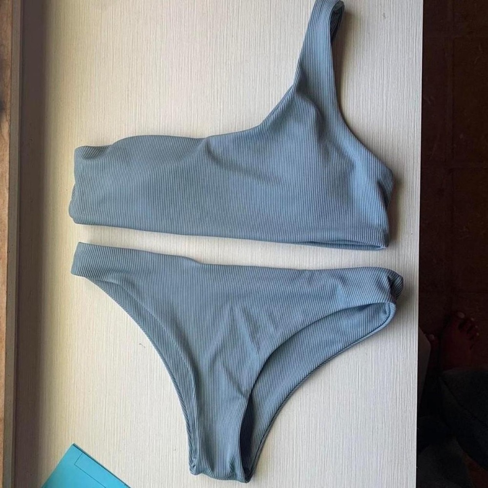 Blue One Shoulder Bikini Set